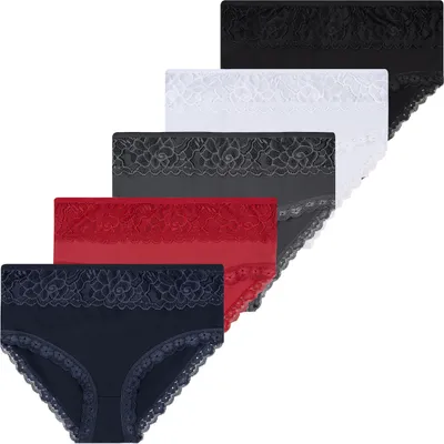 Produktbild von 5er Set Taillen Slips - Spitze - Bunt