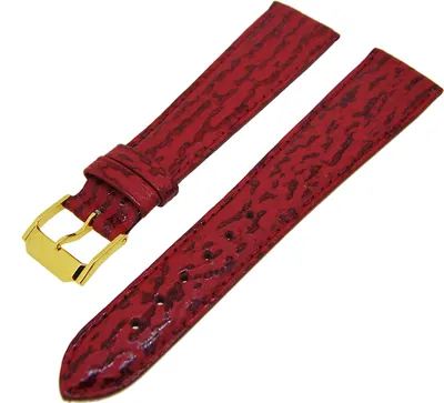 Produktbild von Uhrenarmband Lederband Rot Ton in Ton 20mm Dornschließe Gold NEU