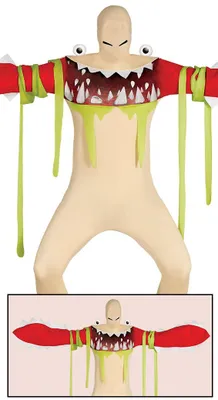 Produktbild von Monsterschlund-Kostüm für Erwachsene Halloween beige-rot-grün