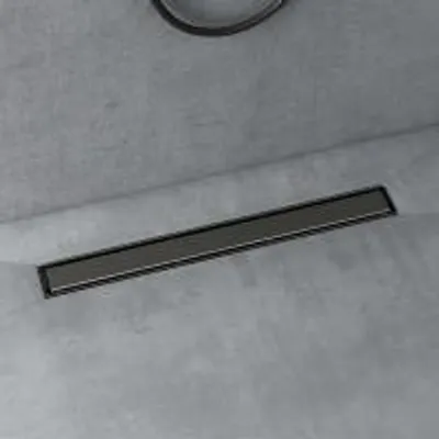 Image de doporro Caniveau de Douche Italienne Extra Plate Gris en Inox 70 cm Drain de Sol à Carreler avec Siphon et Filtre KE110