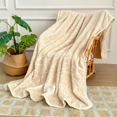 Produktbild von ECRU BEIGE WARME DECKE, DICK, WEICH, ÜBERWERFDEcke FÜR BETT ODER SOFA 160x200 LIV