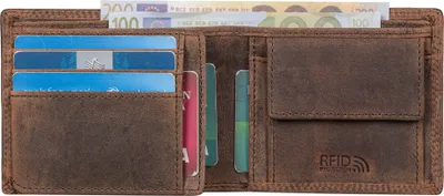 Produktbild von Benthill Herren Geldbörse Leder - Geldbeutel mit RFID-Schutz - Slim Portemonnaie für Herren - Echte Vintage Ledergeldbörse