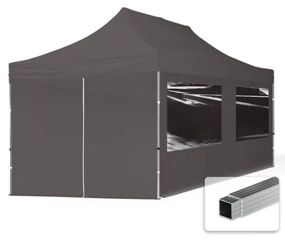 Produktbild von TOOLPORT 3x6m Aluminium Faltpavillon, inkl. 4 Seitenteile, dunkelgrau