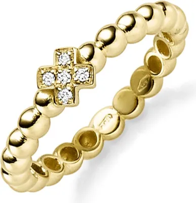 Kugelring-aus-585-Gelbgold-mit-5-Diamanten-0-03ct-TW-SI