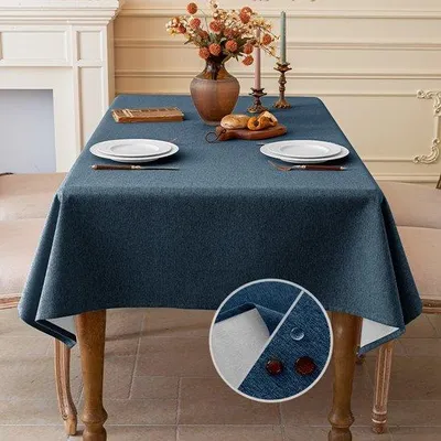 Produktbild von Wasserfeste Tischdecke aus Baumwoll-Look, 90 x 90 cm, marineblau