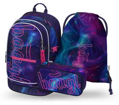 Produktbild von Baagl Schulrucksack Mädchen 3 Teilig Schultasche Grundschule 25 l - Nova