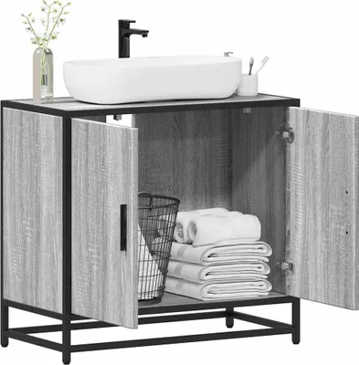 Produktbild von "im Angebot" Waschbeckenunterschrank Grau Sonoma 65x33x60 cm Holzwerkstoff - Badezimmer CC23670