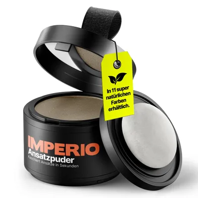 Produktbild von IMPERIO Ansatzpuder - Haar Concealer zur Haarverdichtung für Frauen und Männer, wasserfestes Haar Make-up zum Ansatz kaschieren - 4g (hellbraun)