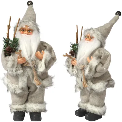 Zdjęcie produktu dla ŚWIĘTY MIKOŁAJ świąteczny FIGURKA skandynawski DEKORACJA ozdoba 24 cm szary