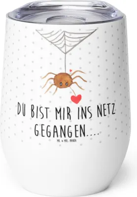Produktbild von Mr. & Mrs. Panda thermosbecher Spinne Agathe Liebe - Weiß - Geschenk, Thermo Becher, kaffee tasse, Thermobecher, Verliebt, Liebesbeweis, Liebesgeschenk, glühwein