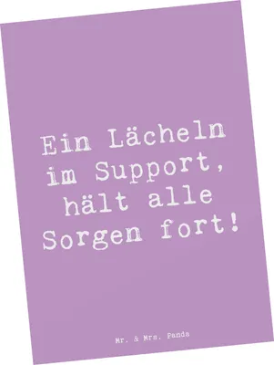 Produktbild von Mr. & Mrs. Panda Postkarte Spruch Kundensupport Lächeln - Lavendeltraum - Geschenk, einzelkarte, Beruf, Support, Geschenke für Berufstätige, Postkarten, Ansichtskarte