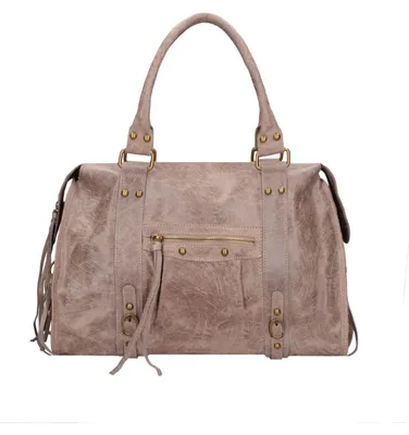 Produktbild von Elara Damen-Schultertasche aus echtem Wildleder Blau Italy Blue Jeans UNICA 41x28x13 cm