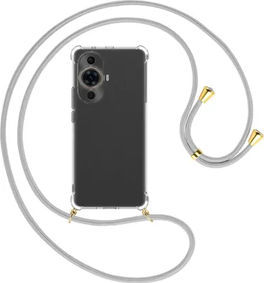 Produktbild von Handykette Backcover-Schutzhülle mit Band (Metall goldfarben) für Huawei nova 11 Pro (GOA-AL80,LX9) - silbergrau