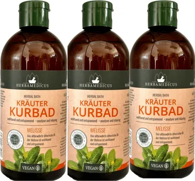 Produktbild von 3x500ml Herbamedicus Kräuterbad 500ml Kräuter Kurbad Melisse