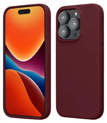 Produktbild von kwmobile Handyhülle für iPhone 15 Pro Hülle, für iPhone 15 Pro Case - Hülle Silikon - kabelloses Laden - Bordeaux Violett