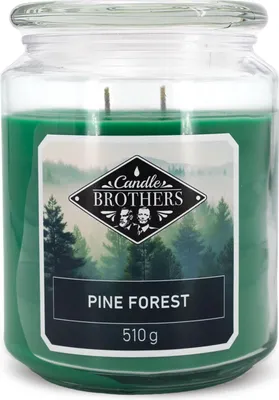 Produktbild von Pine Forest Duftkerze Candle Brothers, Kerze im Glas, 2 Dochte, 510g, 100h Brenndauer, Raumduftkerze