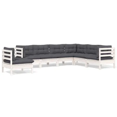 Produktbild von vidaXL 7-tlg. Garten-Lounge-Set mit Kissen Weiß Kiefer Massivholz