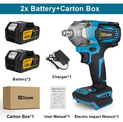 Immagine prodotto di Avvitatore a percussione a batteria - Avvitatore a percussione brushless a 18V - Coppia di 1200 Nm - Attacco quadrato da 1,27 cm - Compatibile con batterie da 18V - Set con 2 batterie