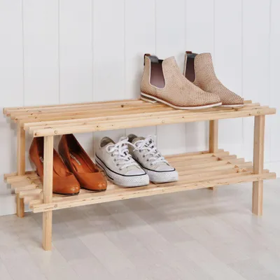 Produktbild von Haushalt International Schuhregal aus Holz mit zwei Böden mit