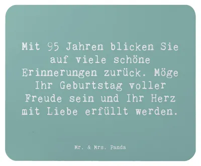 Produktbild von Mr. & Mrs. Panda Mouse Pad Spruch 95. Geburtstag Erinnerungen - Meeresbrise - Geschenk, Happy Birthday, Freundschaft, pc mauspad, schöne, mousepad, Geburtstagsgeschenk