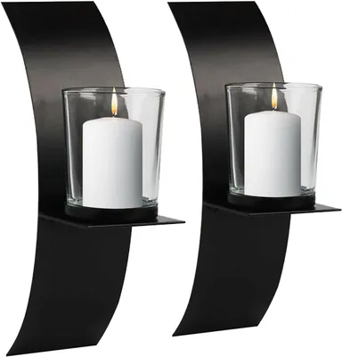 Obrázek produktu pro Svícen 2ks Větrné světlo Nástěnný držák svíčky Svícen Tealight Holder Nástěnná dekorace Sconce