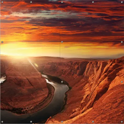 Produktbild von Wallario Outdoor-Poster für Garten oder Balkon, Motiv Grand Canyon bei Sonnenuntergang, in ca. 180 x 180 cm