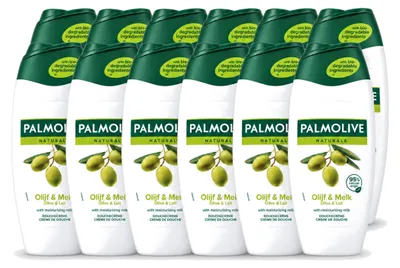 Obrázok produktu pre 12 kusov sprchového gélu Palmolive Naturals s olivovým olejom a mliekom, 250 ml - výhodný balík