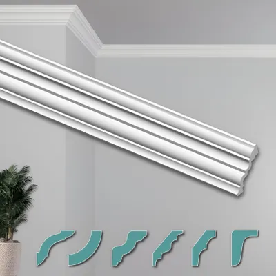 Produktbild von HEXIMO Deckenleisten modern XPS Styropor weiß, 2 Meter Stuckleisten Styroporleisten Zierleisten Stuck Eckleisten (70 Meter Deckenleisten ZG28)