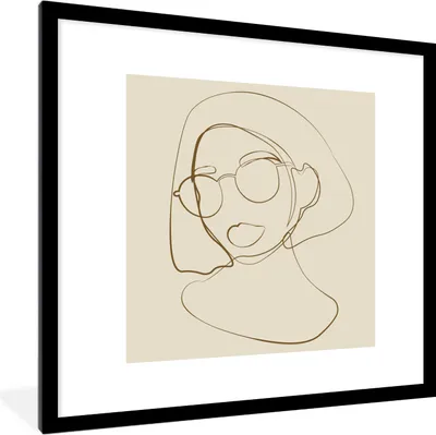 Produktbild von MuchoWow® Gerahmtes Poster Frau - Linienkunst - Minimalismus 40x40 cm - Poster mit Schwarzem Bilderrahmen Wandposter Rahmen Foto Bilder - Poster - Plakat im Rahmen