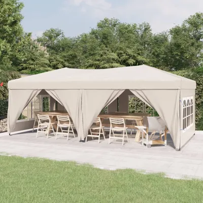 Immagine prodotto di The Living Store Tenda per feste pieghevole con pareti laterali Crema 3x6 m