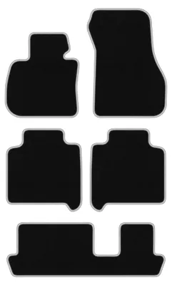 Produktbild von Velours-Fußmatten für BMW 2 F46 2015-2022 (7-Sitzer) – 4-tlg, Schwarz/Silber, passgenau – Wielganizator CARLUX