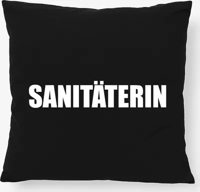 Produktbild von Huuraa Kissen Sanitäterin Schriftzug 40x40cm mit Füllung Black Baumwolle Dekokissen Geschenkidee