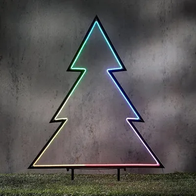 Produktbild von Luca Lighting LED-Gartenstecker Neon Tanne 100 cm schwarz LED RGB