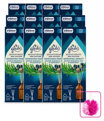 Zdjęcie produktu dla 12 sztuk dyfuzorów zapachowych Glade Aromatherapy, zapach "Odświeżająca energia" - 80 ml - zestaw ekonomiczny