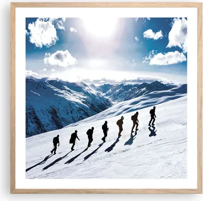 Produktbild von Gerahmtes Poster - Rahmen in heller Eiche - Berg Wanderung Gipfel - 60x60 cm - Wand Bild - Wanddeko - Wandbilder - Kunstposter - Wandposter - Bilderrahmen - Bilder - Kunstdruck - P2NAC60x60-4803