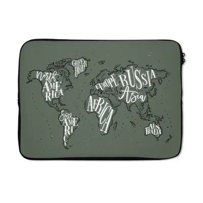 Produktbild von MuchoWow® Laptop Hülle 14 ZollWeltkarte - Grau - Weiß Laptoptasche - Laptoptasche - Stoßsicher - Schutzhaube
