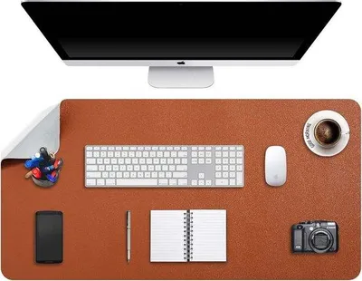 Immagine prodotto di Tappetino per mouse XXL, 90x43 cm, marrone/grigio, impermeabile, in Finto cuoio