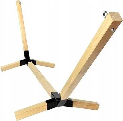 Produktbild von Hängemattenständer aus Buchenholz imprägniert Länge 320 cm, Tragkraft 120 kg, Halterungen aus korrosionsgeschütztem Stahl, Garten-Hängematte