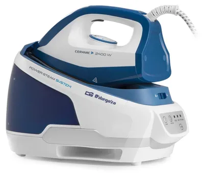 Bügelstation Dampf & Trocken, 2400 W, abnehmbarer Tank, Weiß/Blau