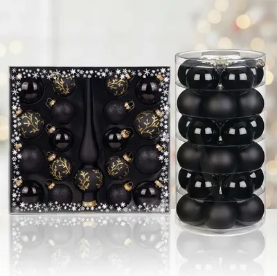Produktbild von Weihnachtskugeln Set Schmuckkugeln Kugeln Spitze schwarz Ebony Black