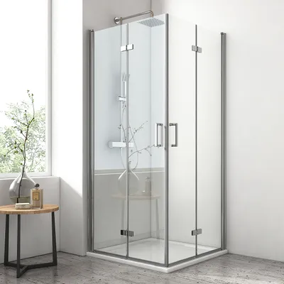 Produktbild von EMKE sprchový kút 80x100x195cm rohový vstup sklopné dvere sprchový kút bezrámové sprchové dvere obojstranná sprchová zástena s nano povlakom