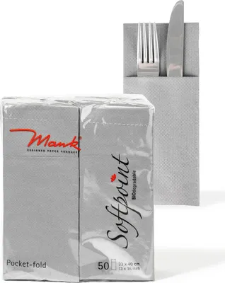 Produktbild von Softpoint "Pub" Besteckservietten Grau, 40 x 33 cm, 50 Stück - Mank