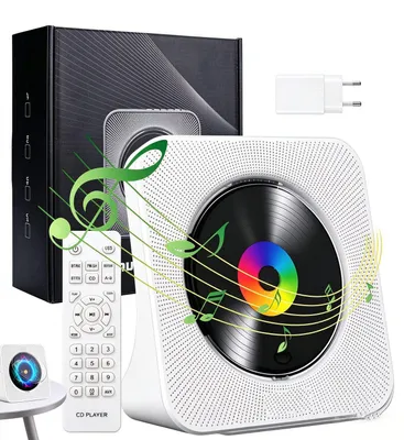 Produktbild von Tragbarer CD-Player mit Bluetooth 5.0, HiFi-Stereo-Lautsprecher, Fernbedienung, LCD-Display, Kompakter Musikplayer für Zuhause, Weiß