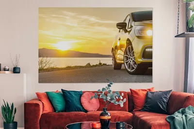 Obrázok produktu pre OneMillionCanvasses® - Maľba na plátne - Obraz na plátne Nástenná maľba na plátne - Auto - pláž - slnko - 150x100cm - Fotografia na plátne - maľba na