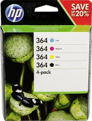 Image de HP 364 pack de 4 cartouches d'encre noir/cyan/magenta/jaune authentiques