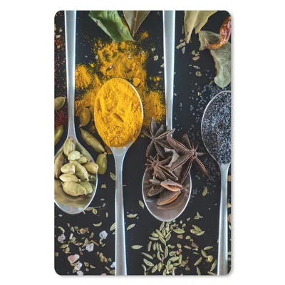 Produktbild von MuchoWow® Mauspad Mousepad Kräuter - Löffel - Gewürze - Schwarz - Küche 18x27 cm - Mousepads - Maus Mat - Pad - Mausunterlage