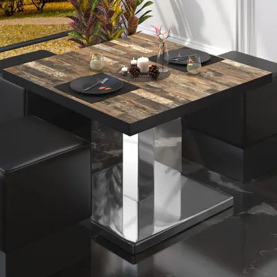 Produktbild von BM | Bistro Loungetisch | B:T:H 70 x 70 x 41 cm | Vintage Old / Edelstahl | Bistro Tisch Loungetisch