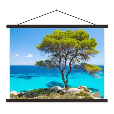 Produktbild von MuchoWow® Textilposter Baum - Meer - Tropisch - Sommer 150x113 cm mit schwarzem Rahmen - Wohnzimmer