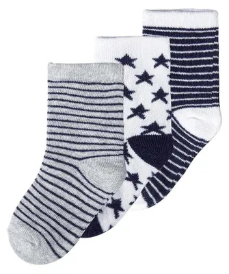 Immagine prodotto di Minoti - Calzini per neonati maschi, motivo a stelle (confezione da 3) MN152 (68) (blu/grigio/bianco)