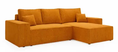 Produktbild von ANMIL Ecksofa LAGOS 279 x 181 x 94 cm Universal mit Schlaffunktion und Bettkasten – Cord in Gelb Links/Rechts montierbar